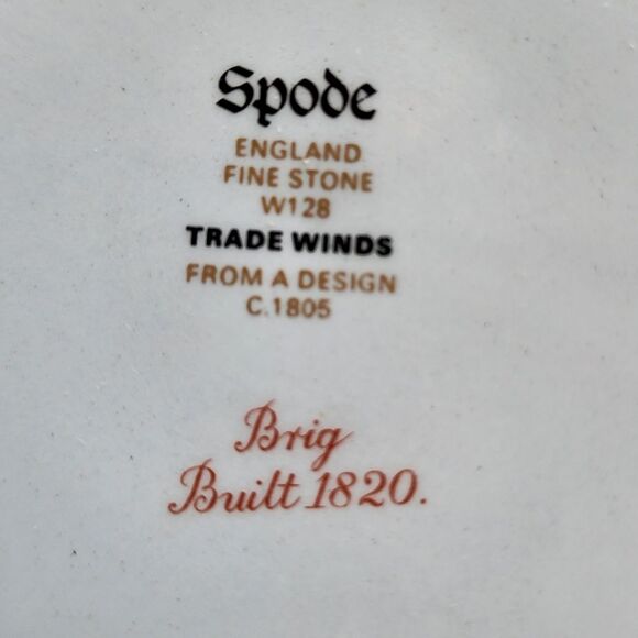 Spode Trade Winds England Fine Stone W128 Bread Plate Red Gold Trim 6" Single - Picture 5 of 5
